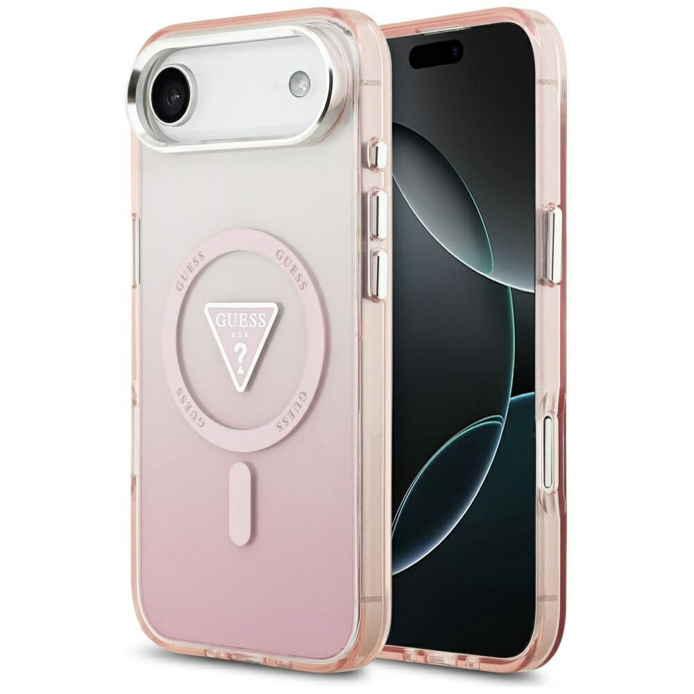 MagSafe Hülle für Apple iPhone 17 Air, Guess, IML Gradient Triangle Logo, Rosa