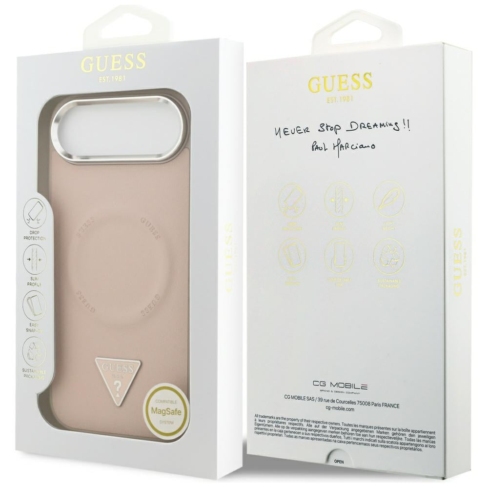 MagSafe Hülle für Apple iPhone 17 Air, Guess, Triangle Logo, Rosa Silber