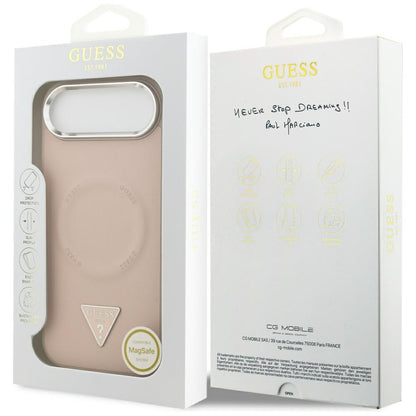 MagSafe Hülle für Apple iPhone 17 Air, Guess, Triangle Logo, Rosa Silber
