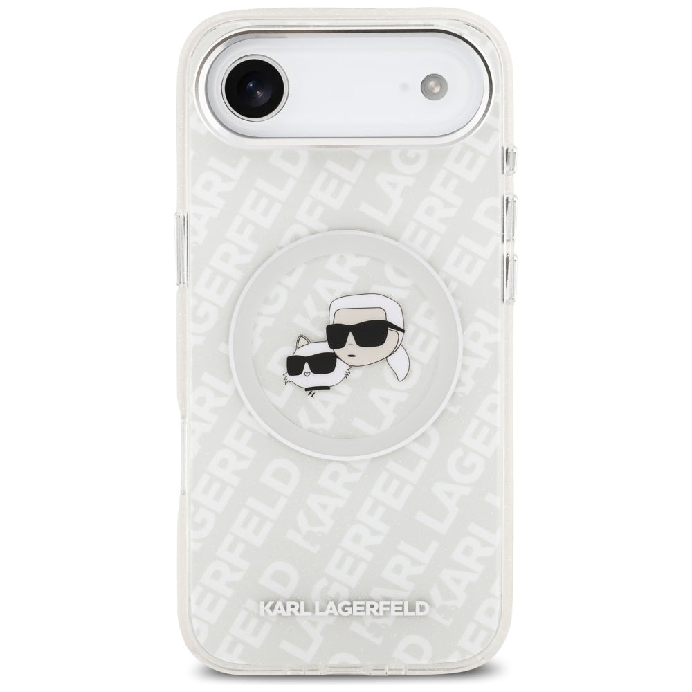 MagSafe Hülle für Apple iPhone 17 Air, Karl Lagerfeld, IML Glitter Karl & Choupette's Heads, Grau
