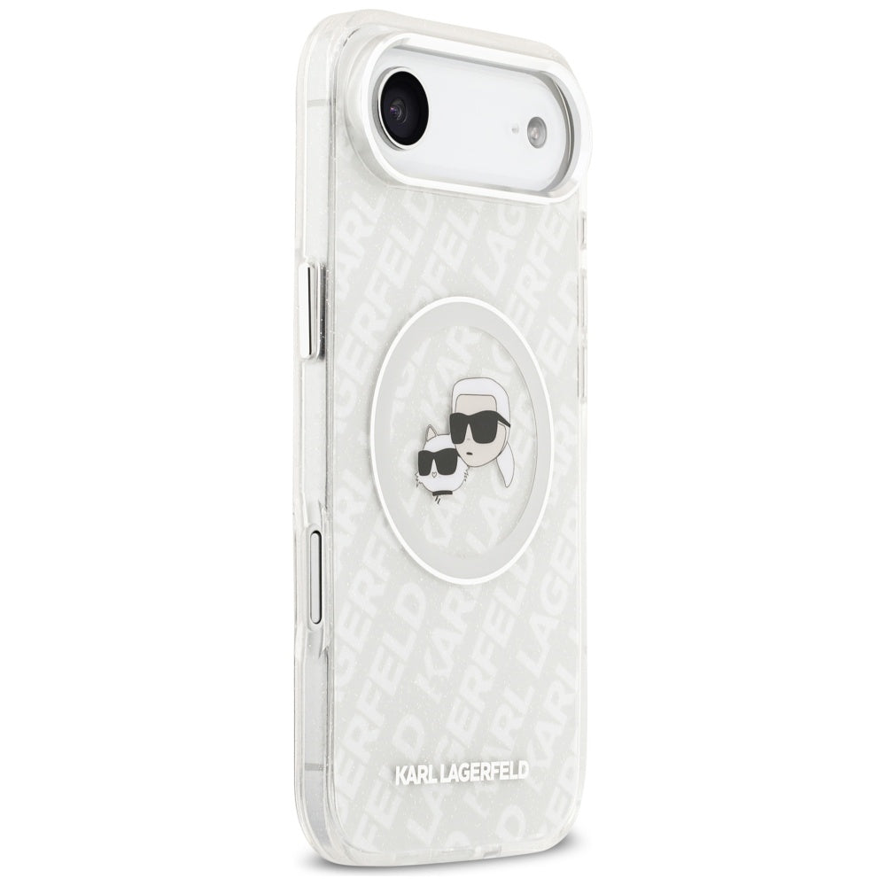 MagSafe Hülle für Apple iPhone 17 Air, Karl Lagerfeld, IML Glitter Karl & Choupette's Heads, Grau
