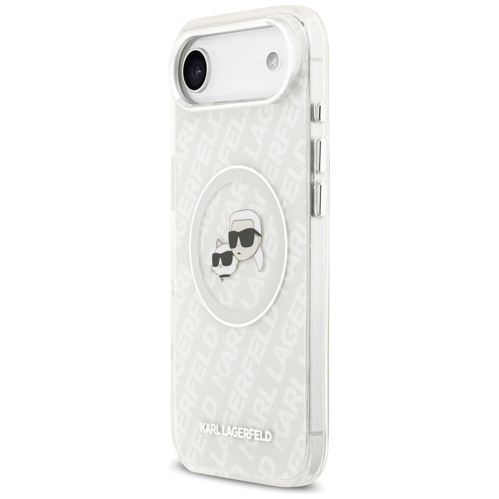 MagSafe Hülle für Apple iPhone 17 Air, Karl Lagerfeld, IML Glitter Karl & Choupette's Heads, Grau