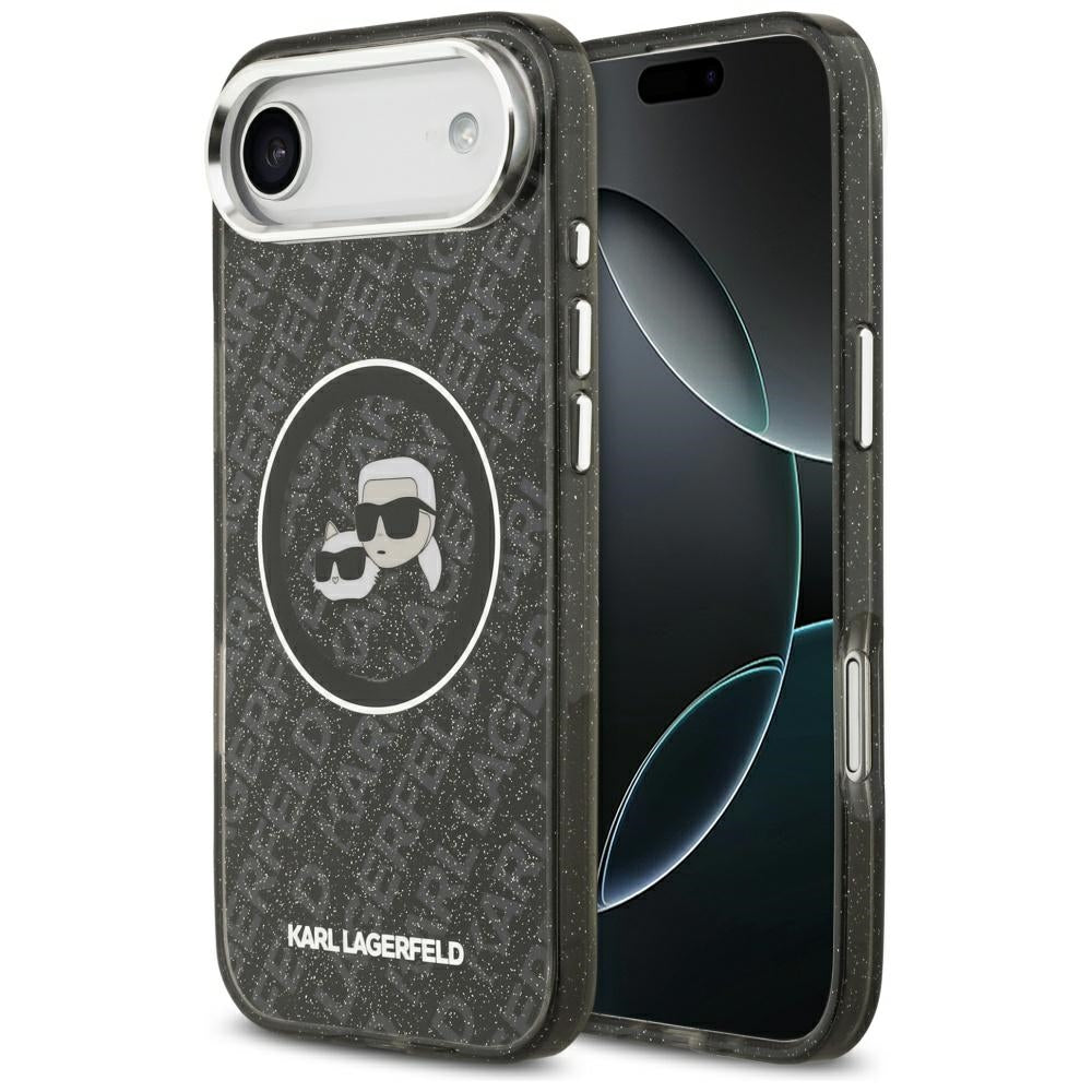 MagSafe Hülle für Apple iPhone 17 Air, Karl Lagerfeld, IML Glitter Karl & Choupette's Heads, Schwarz