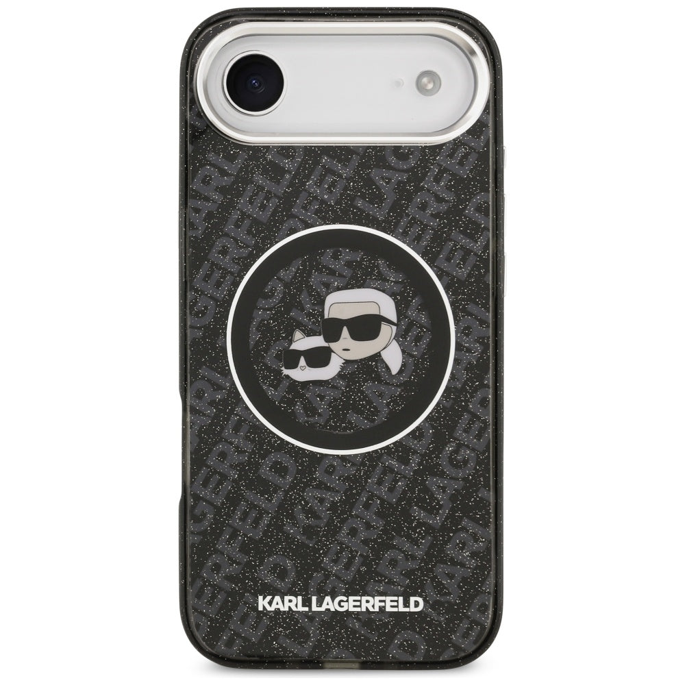 MagSafe Hülle für Apple iPhone 17 Air, Karl Lagerfeld, IML Glitter Karl & Choupette's Heads, Schwarz