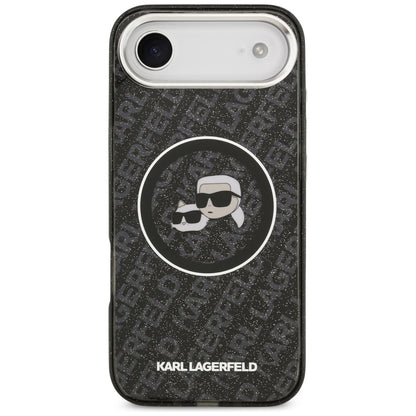 MagSafe Hülle für Apple iPhone 17 Air, Karl Lagerfeld, IML Glitter Karl & Choupette's Heads, Schwarz