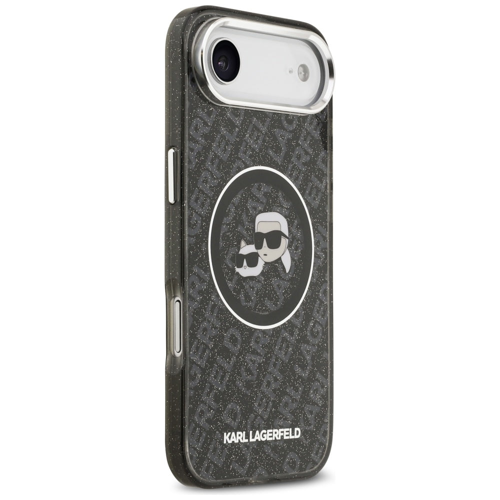 MagSafe Hülle für Apple iPhone 17 Air, Karl Lagerfeld, IML Glitter Karl & Choupette's Heads, Schwarz