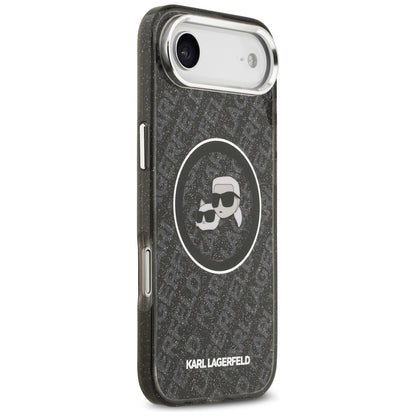 MagSafe Hülle für Apple iPhone 17 Air, Karl Lagerfeld, IML Glitter Karl & Choupette's Heads, Schwarz