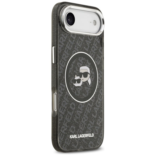 MagSafe Hülle für Apple iPhone 17 Air, Karl Lagerfeld, IML Glitter Karl & Choupette's Heads, Schwarz