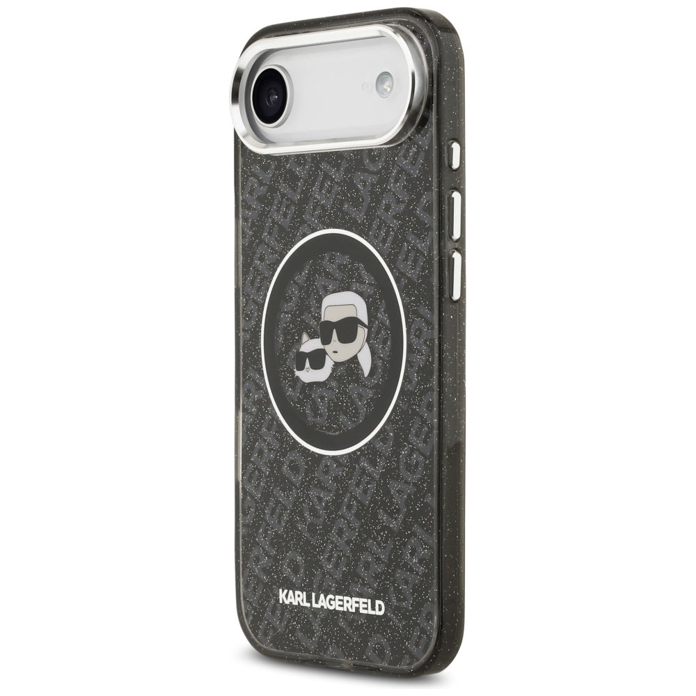 MagSafe Hülle für Apple iPhone 17 Air, Karl Lagerfeld, IML Glitter Karl & Choupette's Heads, Schwarz