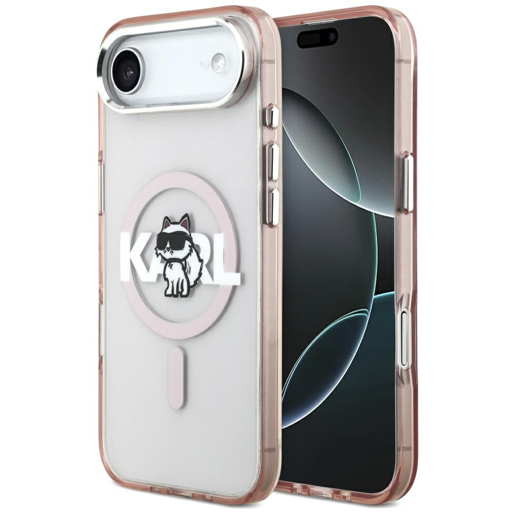 MagSafe Hülle für Apple iPhone 17 Air, Karl Lagerfeld, IML Sketch Logo Choupette, Rosa