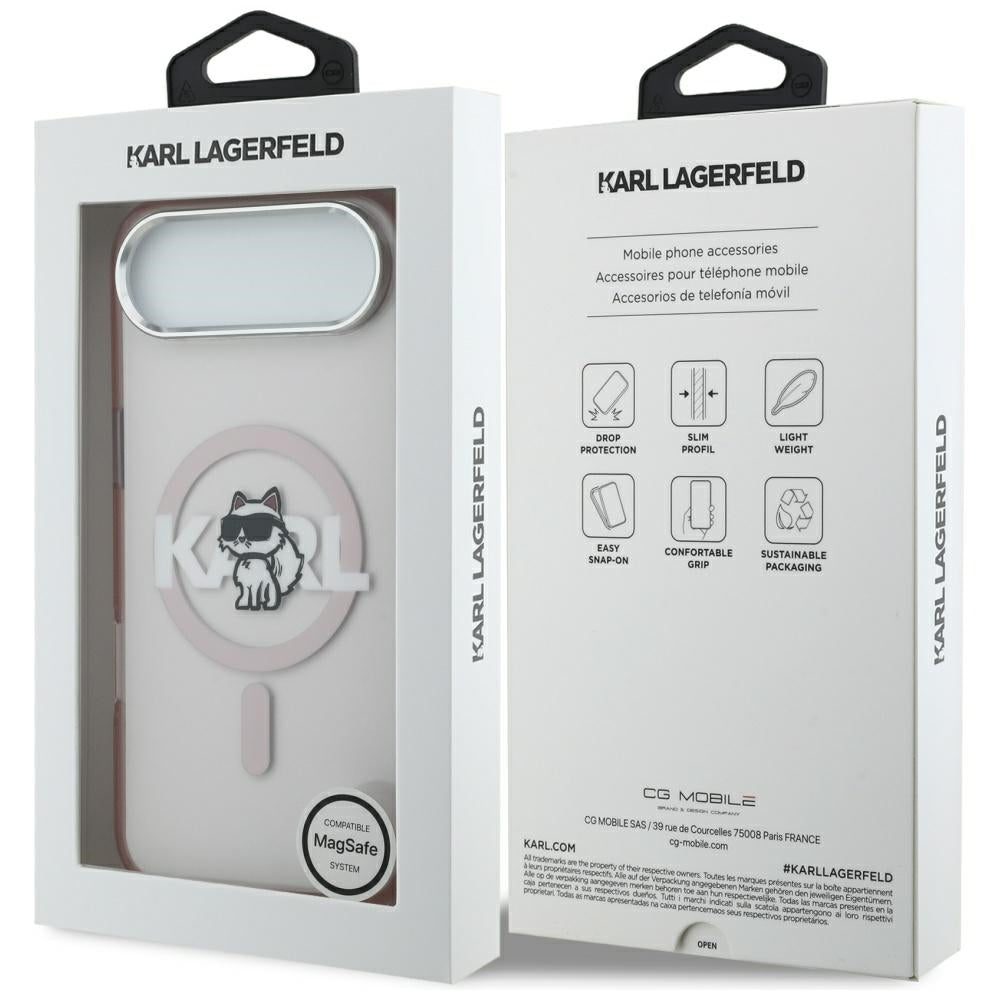 MagSafe Hülle für Apple iPhone 17 Air, Karl Lagerfeld, IML Sketch Logo Choupette, Rosa
