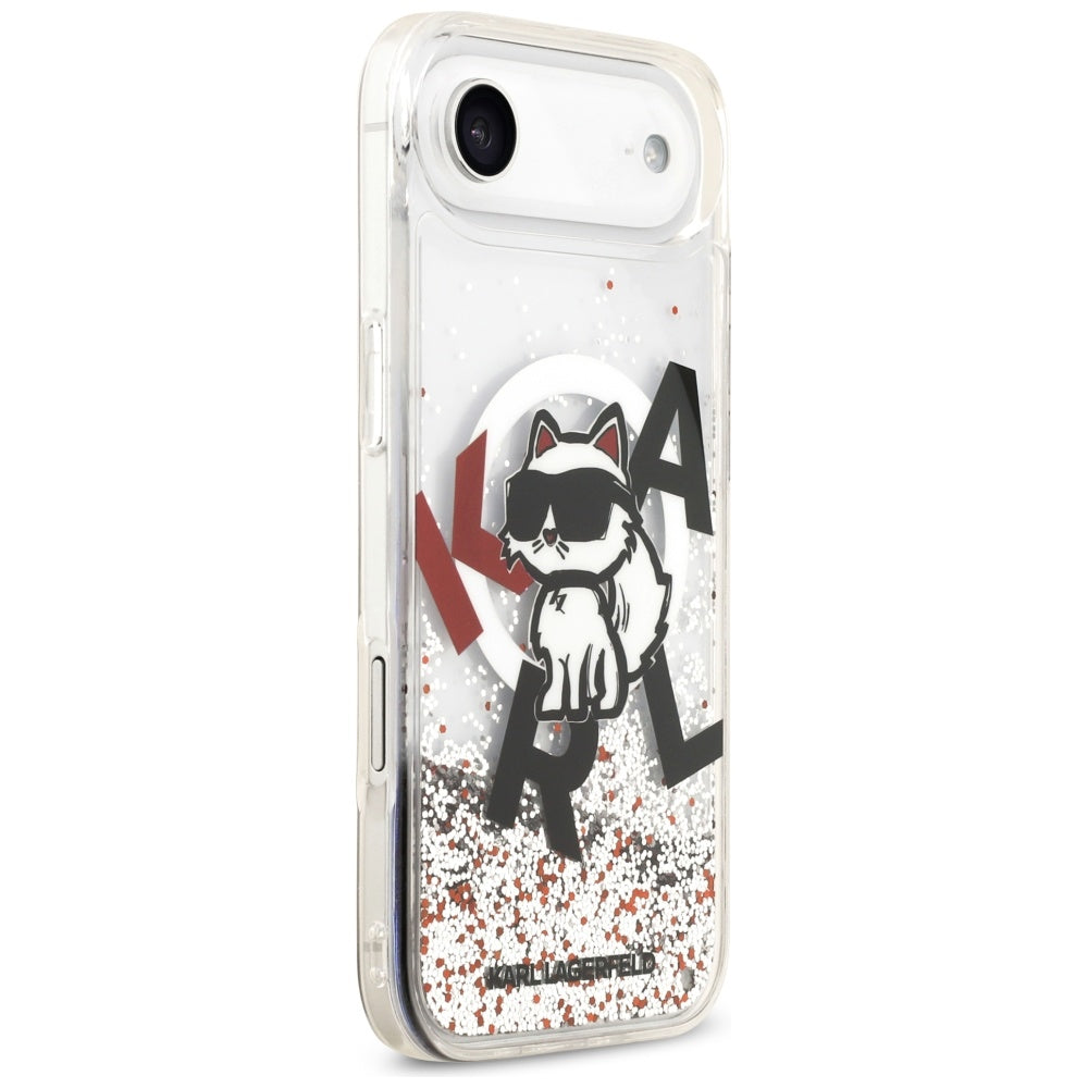 MagSafe Case for Apple iPhone 17 Air, Karl Lagerfeld, Liquid Glitter Choupette Logo, Transparent