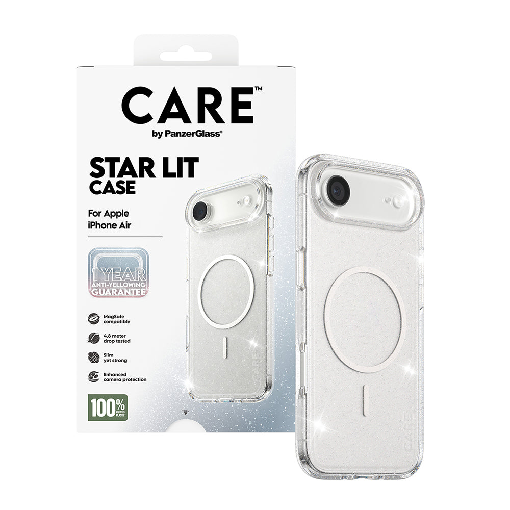 MagSafe Hülle für Apple iPhone 17 Air, PanzerGlass, Care Urban Explorer Star Lit, Transparent Weiß
