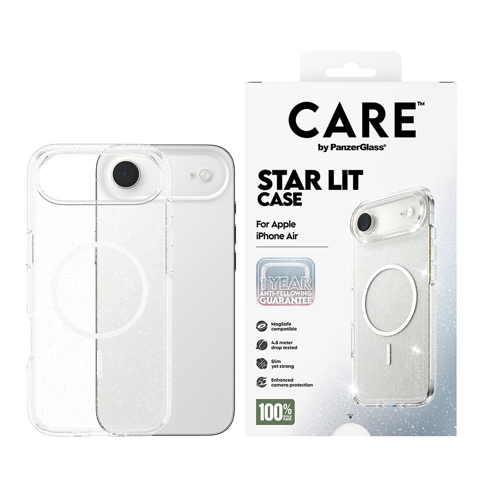 MagSafe Hülle für Apple iPhone 17 Air, PanzerGlass, Care Urban Explorer Star Lit, Transparent Weiß