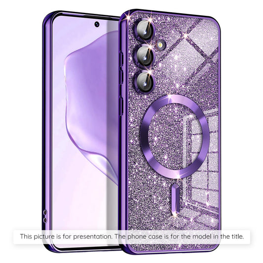 MagSafe Hülle für Apple iPhone 17 Air, Techsuit, Luxury Glitter, Dunkelviolett