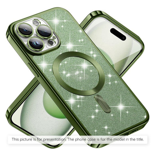 MagSafe Hülle für Apple iPhone 17 Air, Techsuit, Luxury Glitter, Dunkelgrün