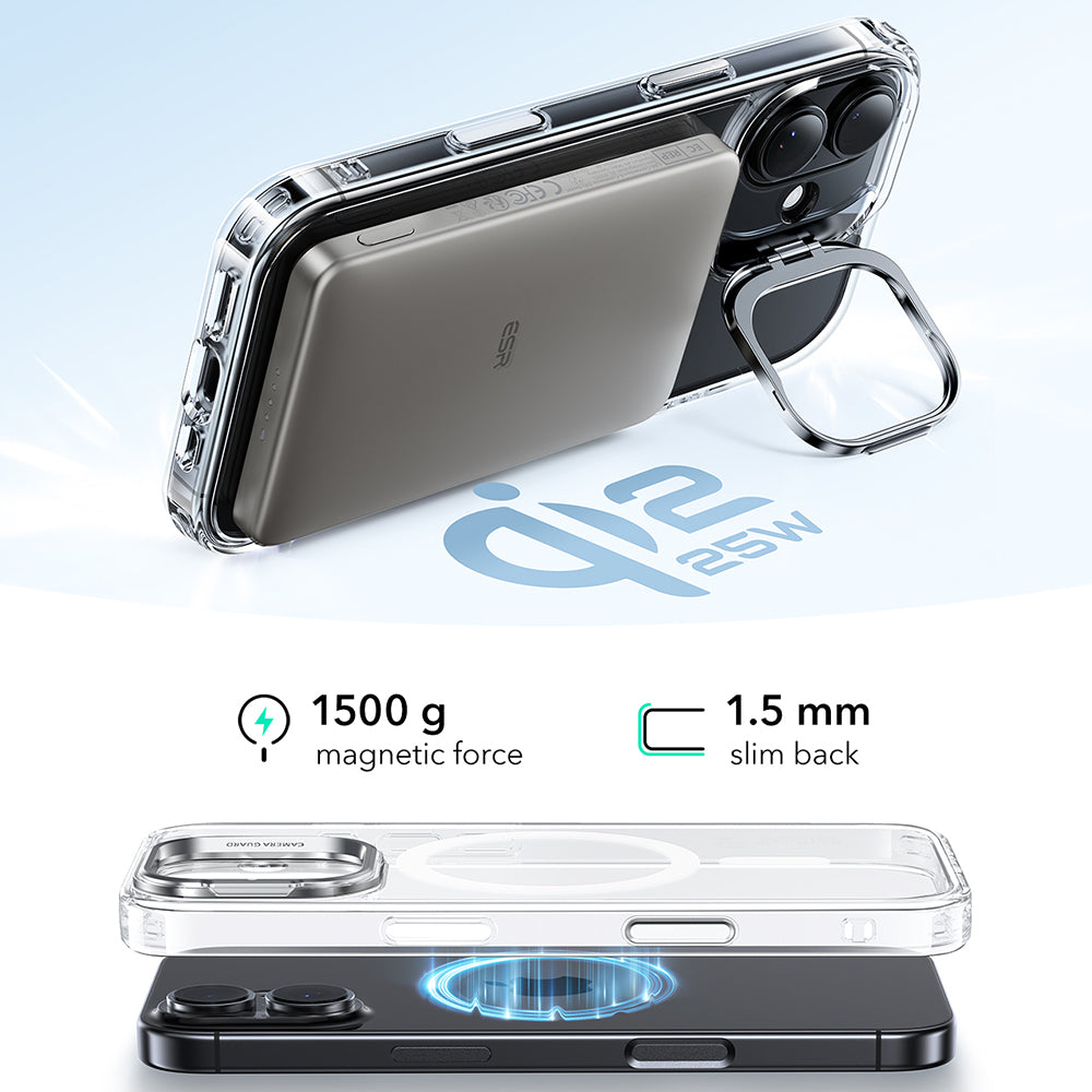 MagSafe Hülle für Apple iPhone 17, ESR, Classic Hybrid Kickstand, Transparent
