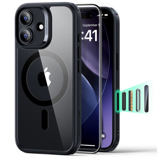 MagSafe Case for Apple iPhone 17, ESR, Classic Hybrid with Screen Protector, Black Transparent