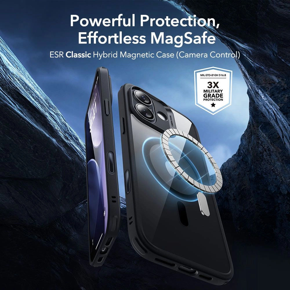 MagSafe Hülle für Apple iPhone 17, ESR, Classic Hybrid mit Displayschutz, Schwarz Transparent