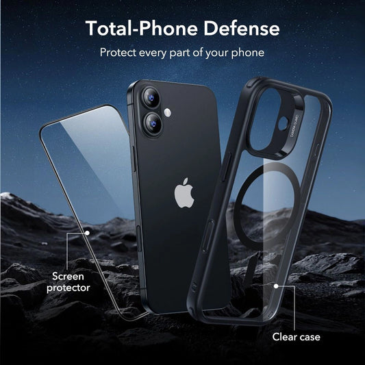 MagSafe Case for Apple iPhone 17, ESR, Classic Hybrid with Screen Protector, Black Transparent