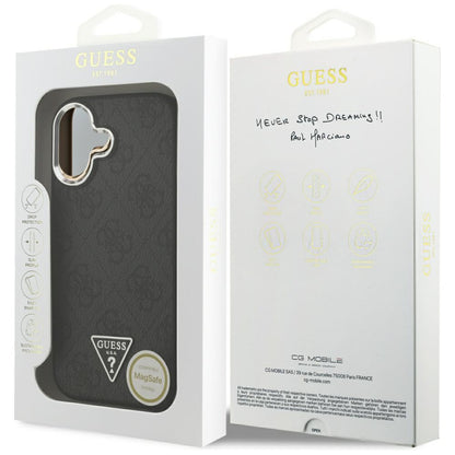 MagSafe Hülle für Apple iPhone 17, Guess, 4G Triangle Logo, Schwarz Silbern