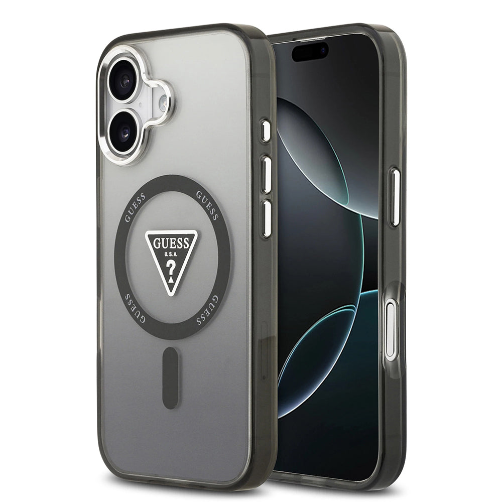 MagSafe Hülle für Apple iPhone 17, Guess, IML Gradient Triangle Logo, Schwarz
