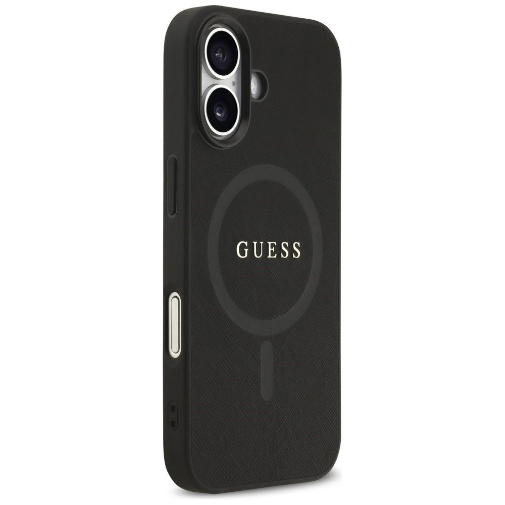 MagSafe Hülle für Apple iPhone 17, Guess, Saffiano Classic Logo, Schwarz