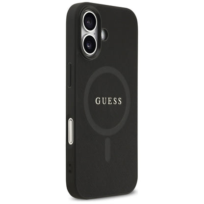 MagSafe Hülle für Apple iPhone 17, Guess, Saffiano Classic Logo, Schwarz