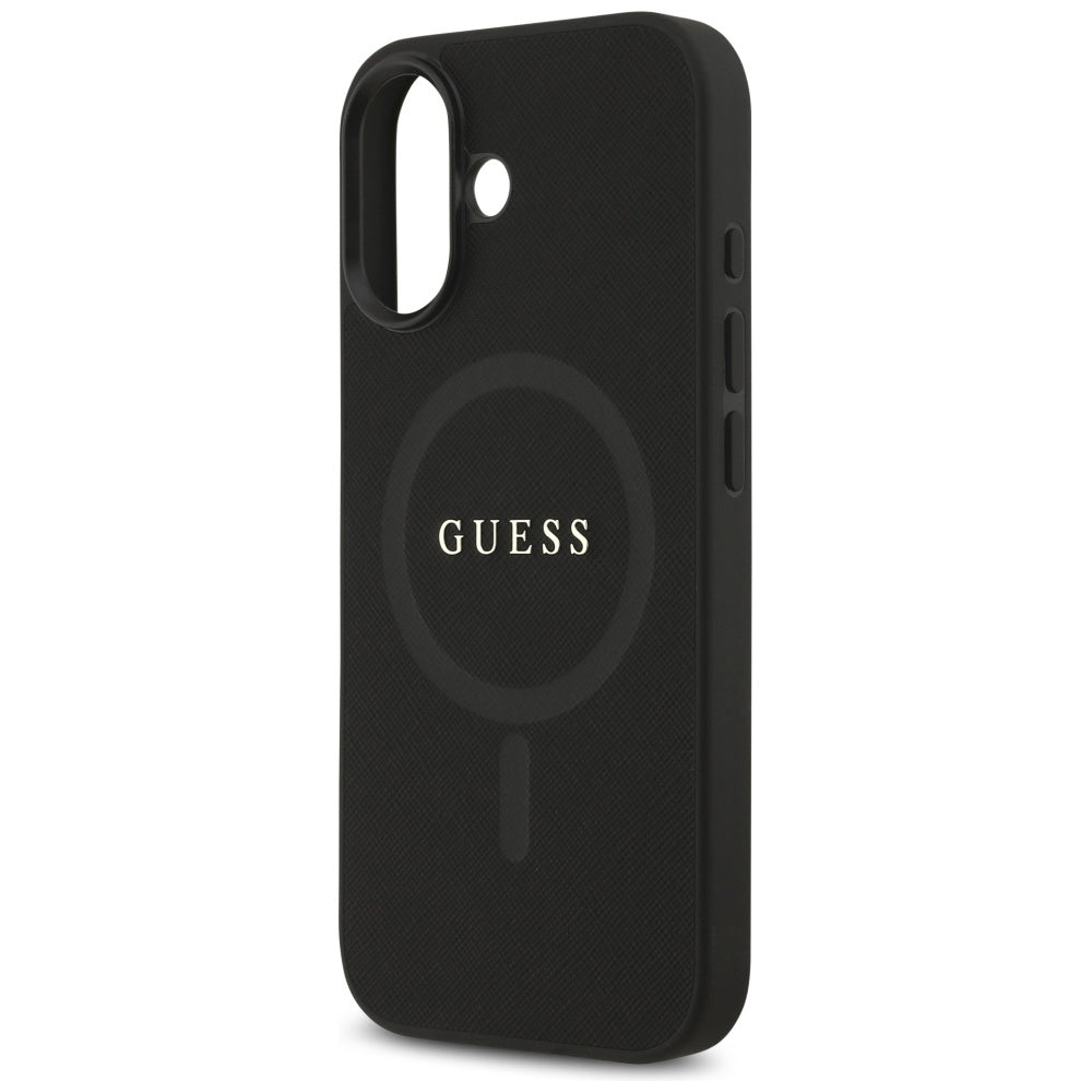 MagSafe Hülle für Apple iPhone 17, Guess, Saffiano Classic Logo, Schwarz