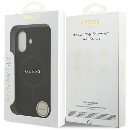 MagSafe Hülle für Apple iPhone 17, Guess, Saffiano Classic Logo, Schwarz