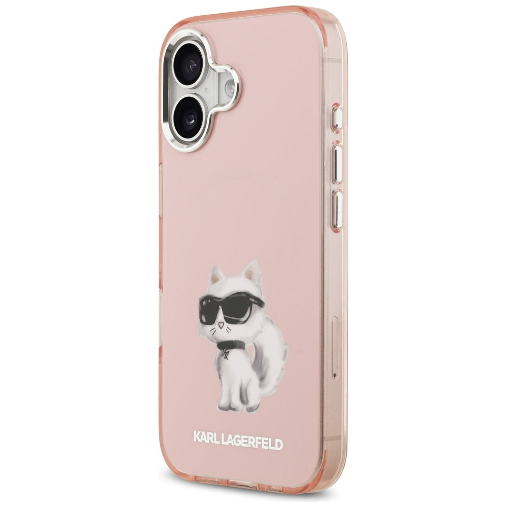MagSafe Hülle für Apple iPhone 17, Karl Lagerfeld, IML Aquarelle Logo Choupette, Rosa