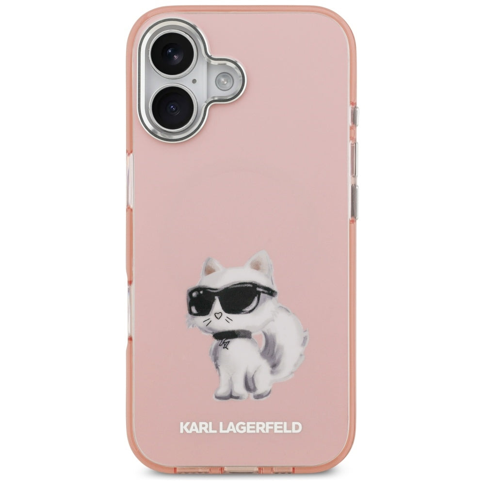 MagSafe Hülle für Apple iPhone 17, Karl Lagerfeld, IML Aquarelle Logo Choupette, Rosa