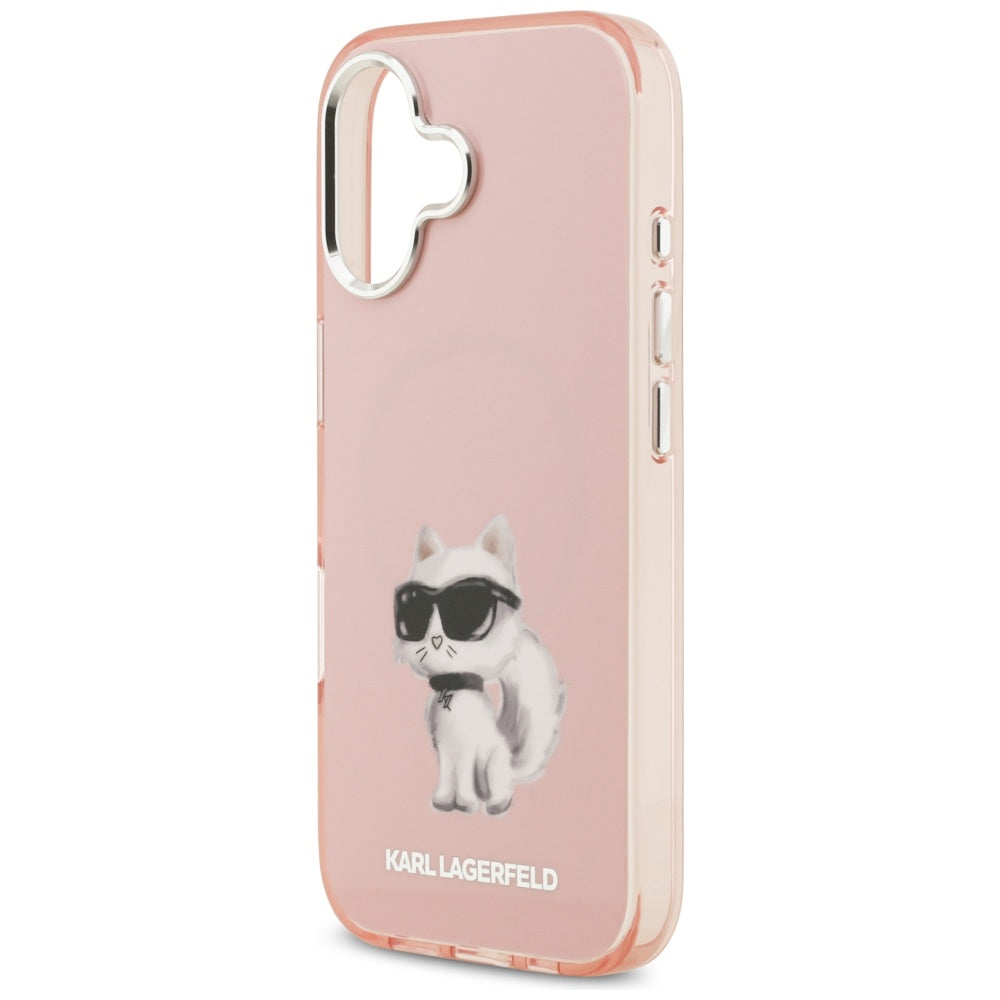 MagSafe Hülle für Apple iPhone 17, Karl Lagerfeld, IML Aquarelle Logo Choupette, Rosa