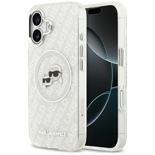 MagSafe Hülle für Apple iPhone 17, Karl Lagerfeld, IML Glitter Karl & Choupette's Heads, Grau