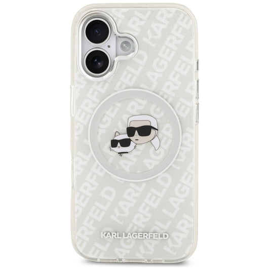 MagSafe Hülle für Apple iPhone 17, Karl Lagerfeld, IML Glitter Karl & Choupette's Heads, Grau