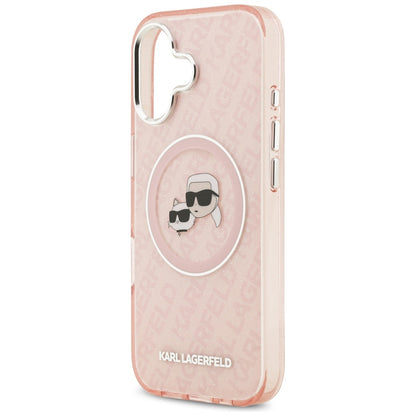 MagSafe Hülle für Apple iPhone 17, Karl Lagerfeld, IML Glitter Karl & Choupette's Heads, Rosa