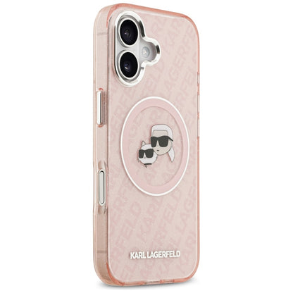 MagSafe Hülle für Apple iPhone 17, Karl Lagerfeld, IML Glitter Karl & Choupette's Heads, Rosa