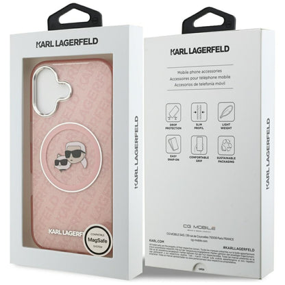 MagSafe Hülle für Apple iPhone 17, Karl Lagerfeld, IML Glitter Karl & Choupette's Heads, Rosa