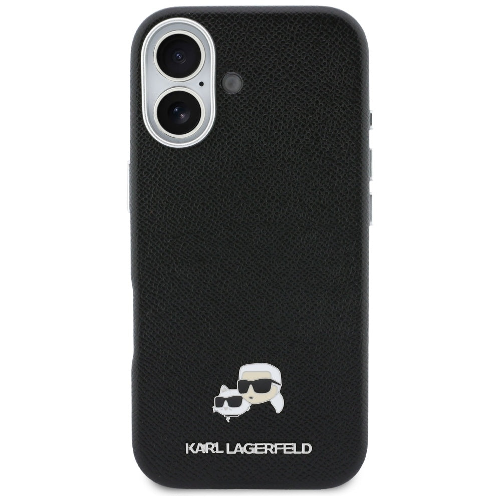 MagSafe Hülle für Apple iPhone 17, Karl Lagerfeld, Karl & Choupette Head's Pin, Schwarz