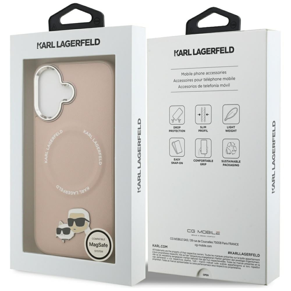 MagSafe Hülle für Apple iPhone 17, Karl Lagerfeld, Karl & Choupette Pins, Rosa
