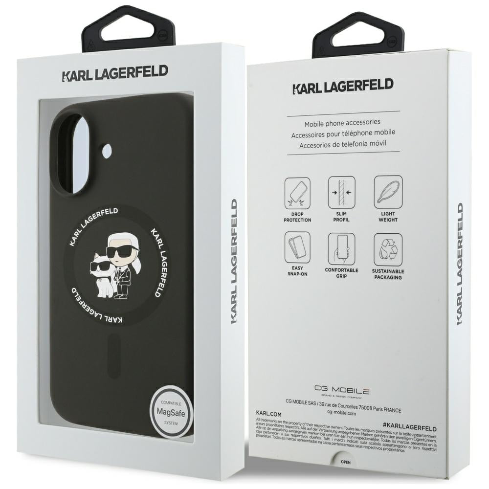 MagSafe Hülle für Apple iPhone 17, Karl Lagerfeld, Ring Karl & Choupette, Schwarz