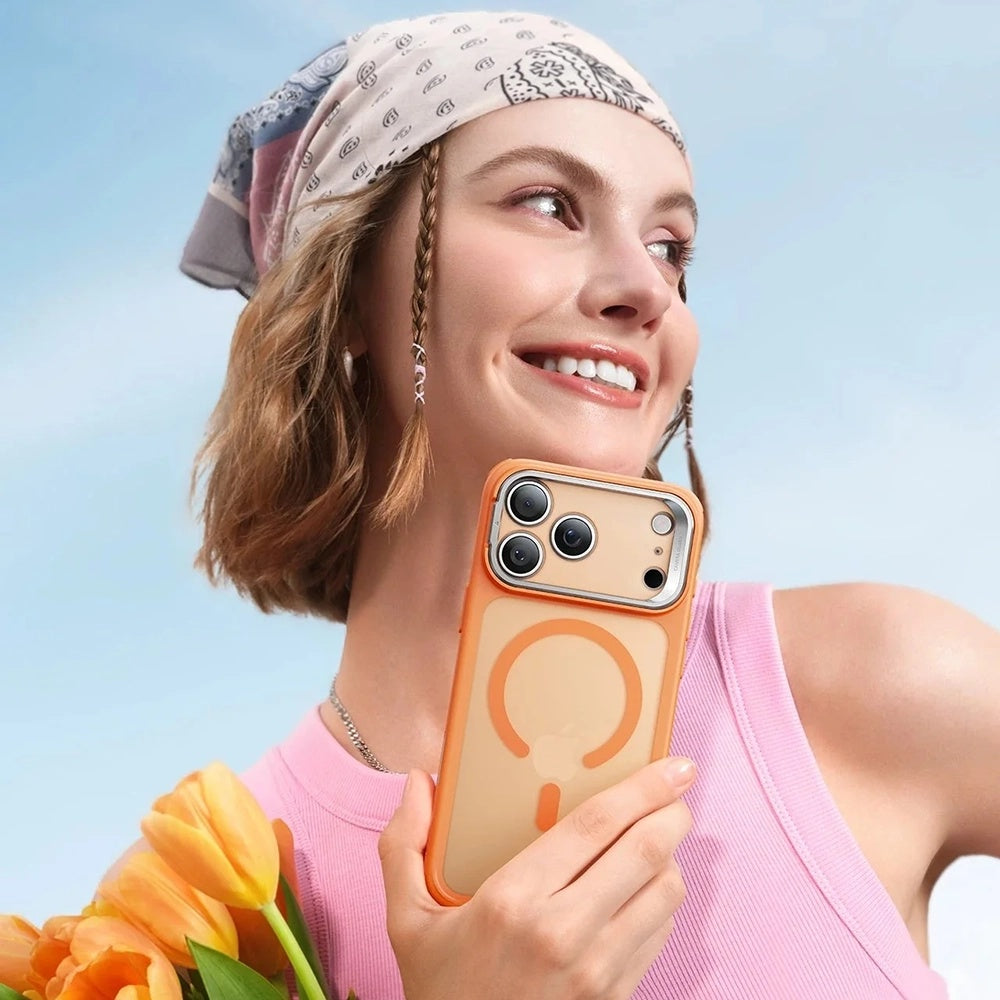 MagSafe Hülle für Apple iPhone 17 Pro, ESR, Classic Hybrid Kickstand Slide, Satiniertes Orange