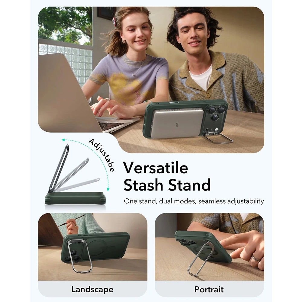 MagSafe Case for Apple iPhone 17 Pro, ESR, Classic Hybrid Kickstand, Satin Green