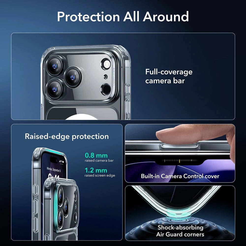 MagSafe Hülle für Apple iPhone 17 Pro, ESR, Classic Hybrid mit Displayschutz, Transparent