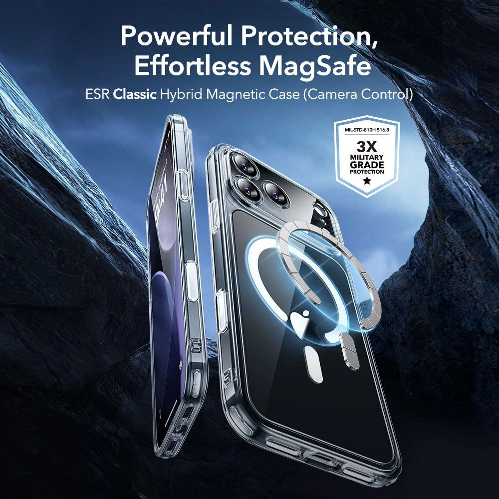 MagSafe Hülle für Apple iPhone 17 Pro, ESR, Classic Hybrid mit Displayschutz, Transparent