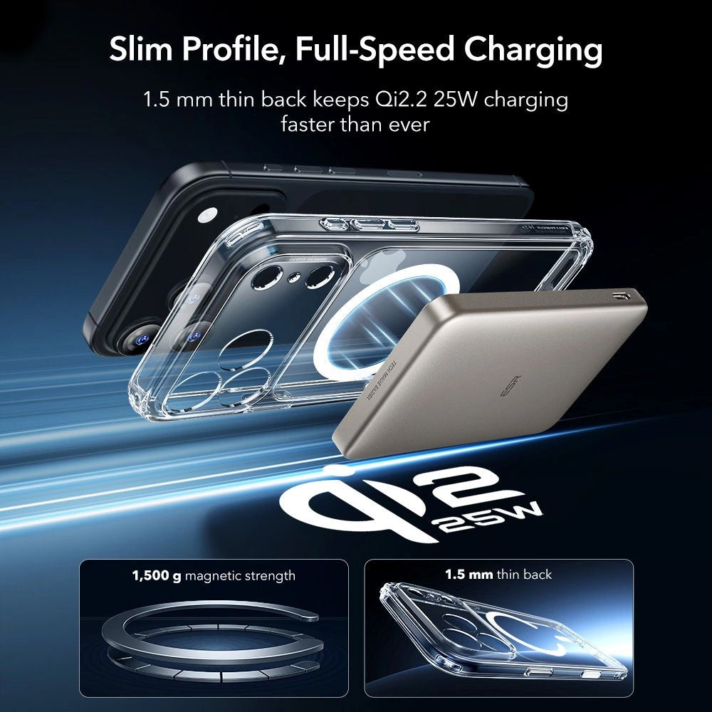 MagSafe Hülle für Apple iPhone 17 Pro, ESR, Classic Hybrid mit Displayschutz, Transparent