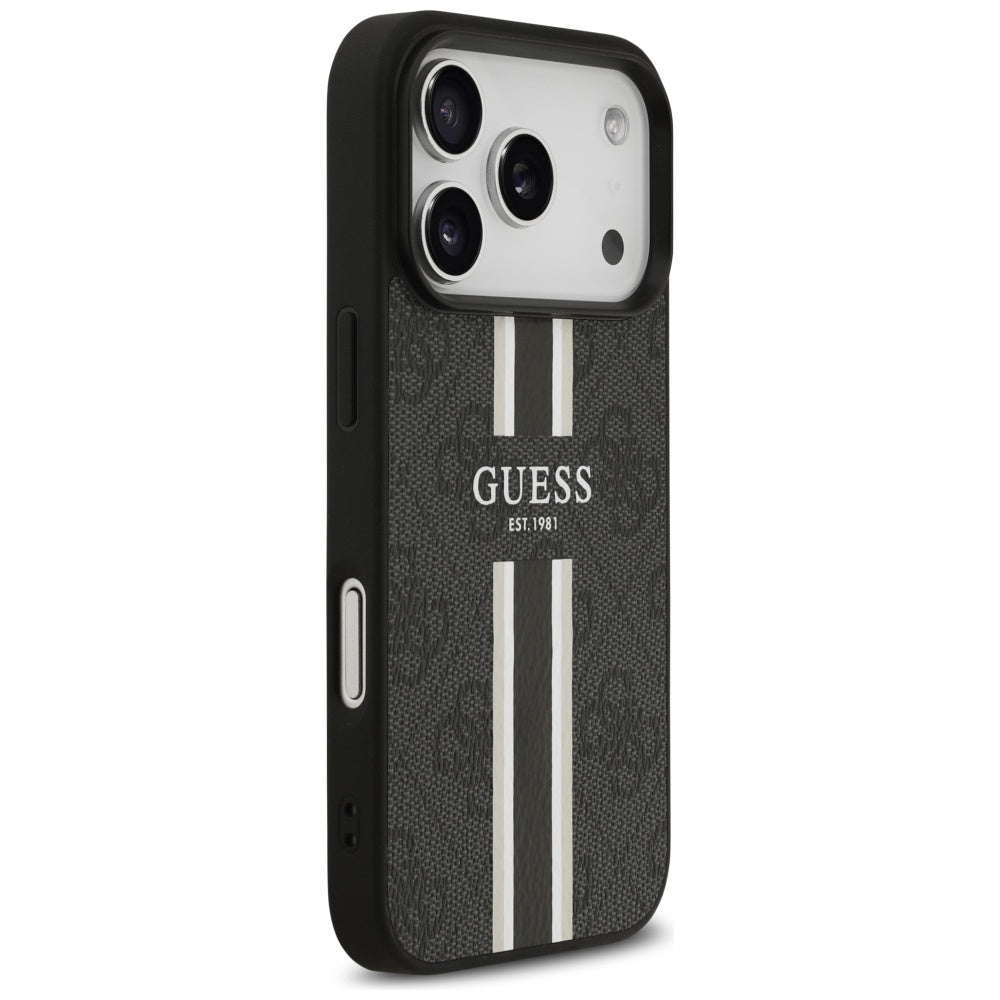 MagSafe Case for Apple iPhone 17 Pro, Guess, 4G Printed Stripes, Black