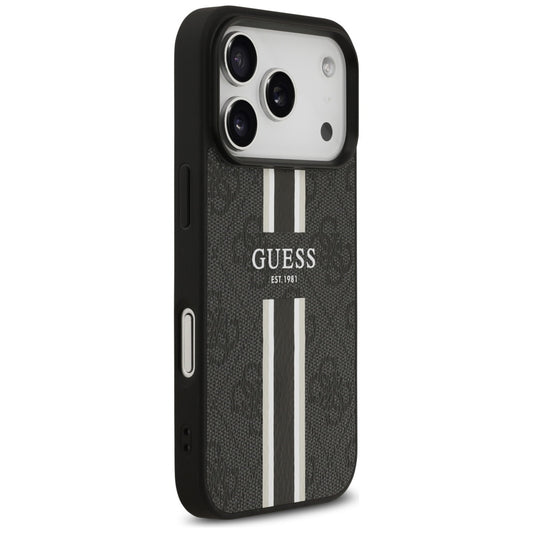 MagSafe Hülle für Apple iPhone 17 Pro, Guess, 4G Printed Stripes, Schwarz