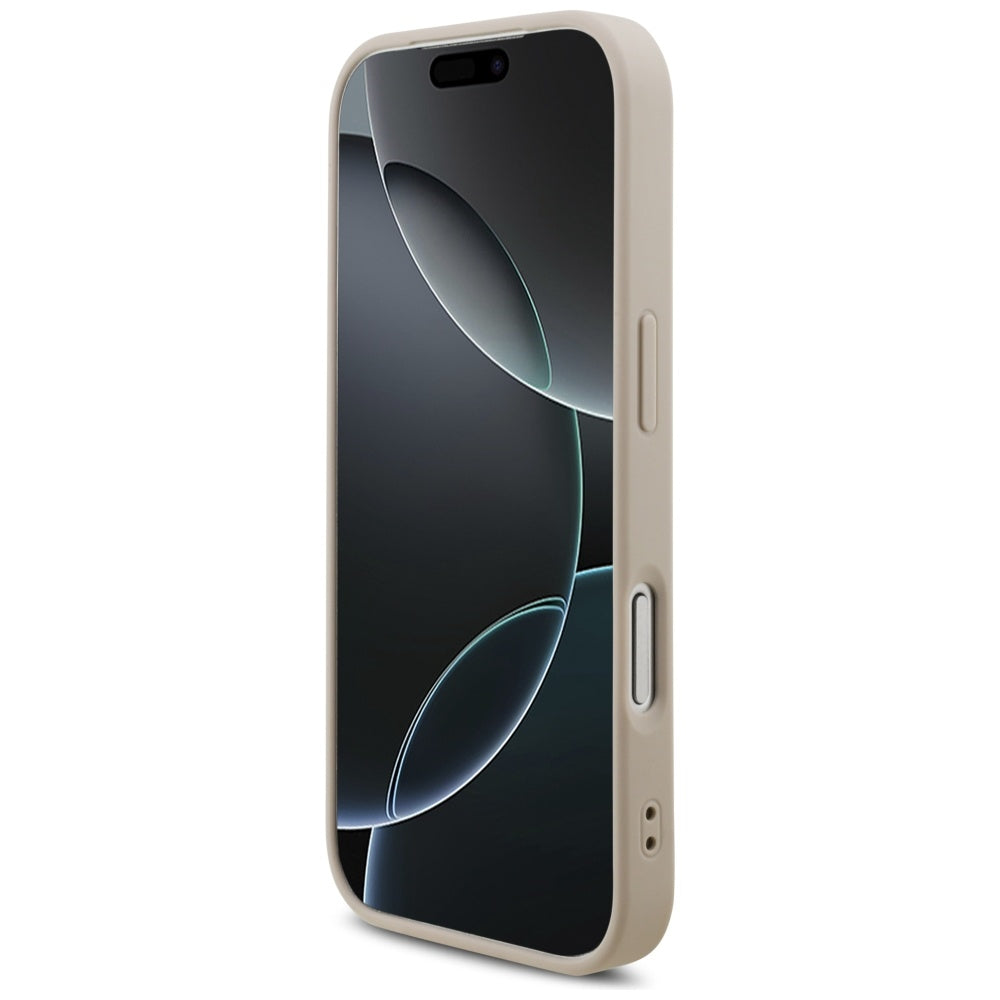 MagSafe Hülle für Apple iPhone 17 Pro, Guess, 4G Triangle Logo mit Perlenband, Rosa