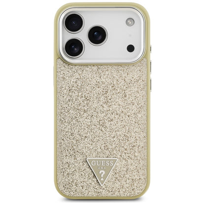 MagSafe Hülle für Apple iPhone 17 Pro, Guess, Glitter Triangle Logo, Gold